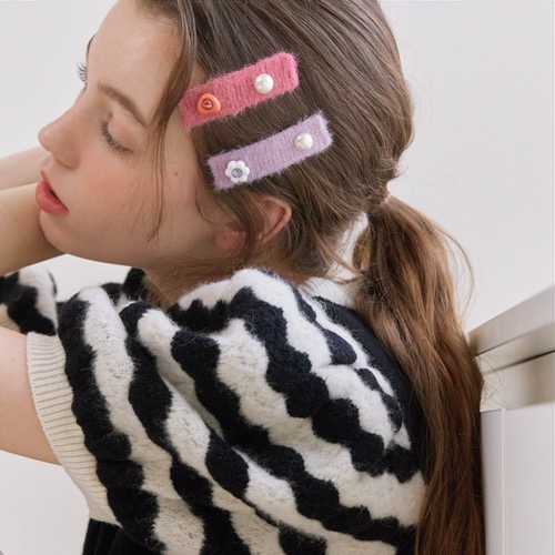 Heart &amp; Pearl Knitted Hair Pin